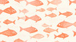 Minimalistischer Risograph-Druck mit Fischen, vielfarbige Darstellung auf hellem Hintergrund, nahtloses Muster, nahtloser Hintergrund
