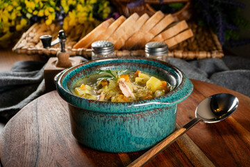 Poster - Cucumber soup in bowl.