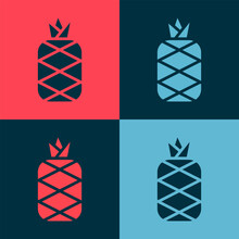 Pop Art Pineapple Tropical Fruit Icon Isolated On Color Background. Vector