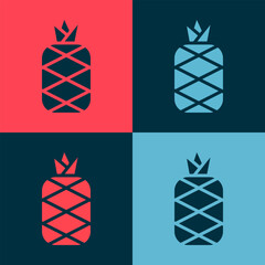 Sticker - Pop art Pineapple tropical fruit icon isolated on color background. Vector