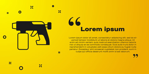 Wall Mural - Black Paint spray gun icon isolated on yellow background. Vector