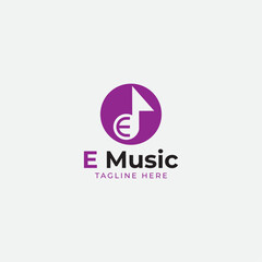 Wall Mural - Letter E and Music note logo modern and clean