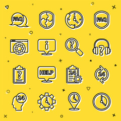 Poster - set line time management, telephone 24 hours support, headphones, information, browser setting, spee