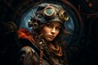 © AI Visual Vault - A Steampunk Adventurer with a Bold Fashion Statement. A woman wearing a steampunk hat and goggles