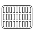 Grating grate lattice trellis net mesh BBQ grill grilling surface rectangle shape roundness contour outline line icon black color vector illustration image thin flat style