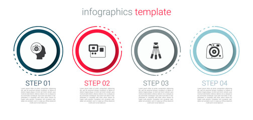 Wall Mural - Set Photo camera, Action extreme, Tripod and . Business infographic template. Vector