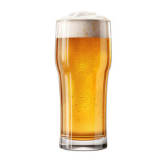 a glass of beer isolated on transparent background. AI generated.