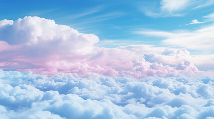 Wall Mural - Blue and pink sky and fluffy clouds for background