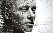 3d image of human head created from blocks  in the style of futuristic digital art