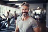 Fototapeta  - Man smiling in the gym by Generative AI
