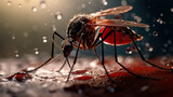 Fototapeta  - Mosquito macro close-up shot. Generative AI,