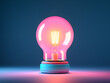 Color edison lamp 3d object in pink and blue colors 