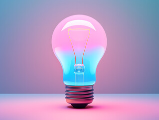 Wall Mural - Color edison lamp 3d object in pink and blue colors 