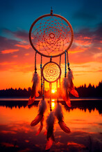 Dream Catcher Against The Background Of The River. Generative AI,