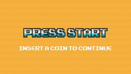 Wall Mural - PRESS START INSERT A COIN TO CONTINUE .pixel art .8 bit game.retro game. for game assets