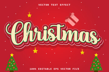 Wall Mural - vector Christmas 3d text effect editable text with red color