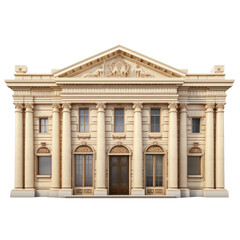 vintage bank building isolated on transparent background, png