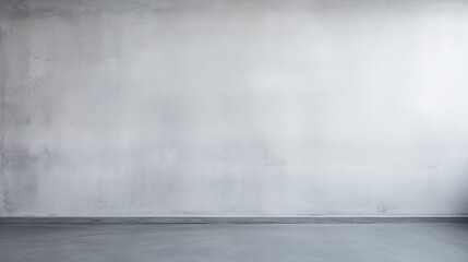 Poster -  an empty room with a gray wall and a black chair in the middle of the room and a white wall in the background.