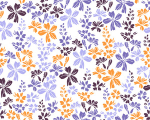  Little field forget-me-not flowers endless pattern vector design. Millefleurs