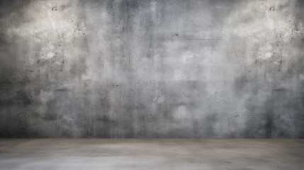 Poster -  an empty room with a concrete wall and a concrete floor with a spot light in the middle of the room.