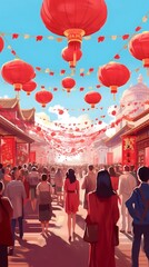 red Chinese New Year background illustration decoration