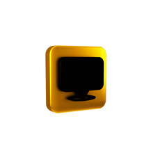 Wall Mural - Black Medal icon isolated on transparent background. Winner symbol. Yellow square button.