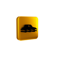 Wall Mural - Black Flood car icon isolated on transparent background. Insurance concept. Flood disaster concept. Security, safety, protection, protect concept. Yellow square button.