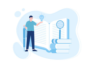 a man gets an idea for a task concept flat illustration