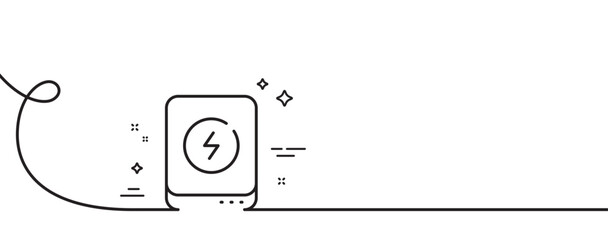 Poster - power bank line icon. continuous one line with curl. charge battery sign. mobile accessories symbol.