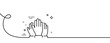 Vote hands line icon. Continuous one line with curl. Election voting sign. Volunteers or referendum symbol. Vote single outline ribbon. Loop curve pattern. Vector