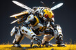 © vian - mechanical robotic futuristic bumble bee miniature design in white and yellow