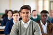 © Iryna - Cheerful group of diverse students engaged in learning activities in the classroom.