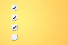 Checklist With Check Sign Icons On Color Background