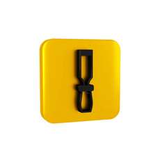 Black Rasp metal file icon isolated on transparent background. Rasp for working with wood and metal. Tool for workbench, workshop. Yellow square button.