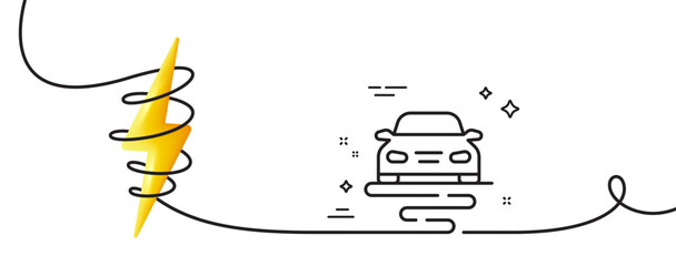 Poster - Route line icon. Continuous one line with curl. Car road path sign. Vehicle highway symbol. Route single outline ribbon. Loop curve with energy. Vector