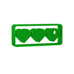 Wall Mural - Green Game life bar icon isolated on transparent background. Health heart bar.