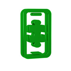 Sticker - Green Smartphone and playing in game icon isolated on transparent background. Mobile gaming concept.