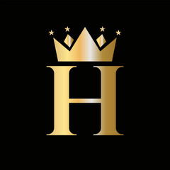 Wall Mural - Crown Logo On Letter H with Star Icon. Crown Symbol Template