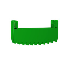 Wall Mural - Green Two-handed saw icon isolated on transparent background.