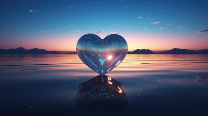 Wall Mural - galaxy cosmic heart background. bright stars night sky, romantic magic night, love and valentine’s d