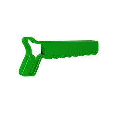 Wall Mural - Green Hand saw icon isolated on transparent background.