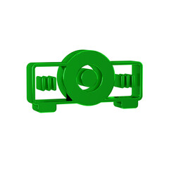 Sticker - Green Presentation, movie, film, media projector icon isolated on transparent background.