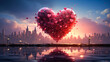 multi colored hearts on dark background, Valentine's Day concept