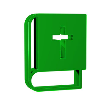 Green Holy bible book icon isolated on transparent background.