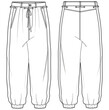 Men's Jogger pants front and back view flat sketch fashion illustration, Knitted track bottom pants vector template, Sweatpants design drawing