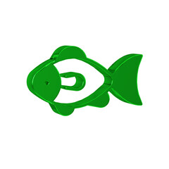 Wall Mural - Green Fish icon isolated on transparent background.