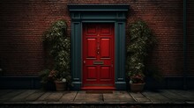 Red Door In The Brick House Ai Generated