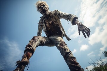 Wall Mural - Realistic scary zombie on a background - close up