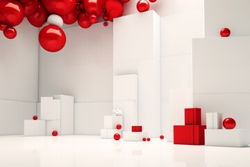 Wall Mural - a room with red and white balloons