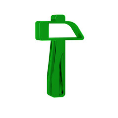 Wall Mural - Green Hammer icon isolated on transparent background. Tool for repair.